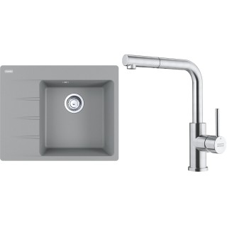 Set Franke G283ŠK (dřez CNG 611-62 TL/7 Šedý kámen + baterie FC 6986.501 SMART GLENDA Celonerez)