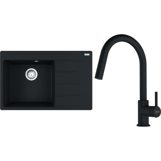Set Franke G292MČ (dřez CNG 611-78 TL/2 Matná černá + baterie FC 6051.901 LINA Matná černá)