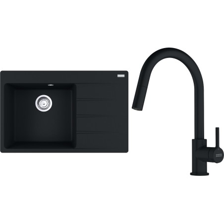 Set Franke G292MČ (dřez CNG 611-78 TL/2 Matná černá + baterie FC 6051.901 LINA Matná černá)