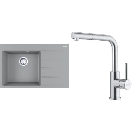 Set Franke G290ŠK (dřez CNG 611-78 TL/2 Šedý kámen + baterie FC 6986.501 SMART GLENDA Celonerez)