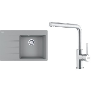 Set Franke G287ŠK (dřez CNG 611-78 TL/7 Šedý kámen + baterie FC 6985.501 SMART GLENDA Celonerez)