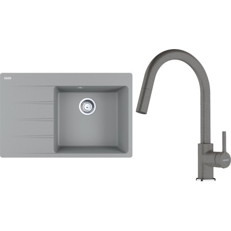 Set Franke G291ŠK (dřez CNG 611-78 TL/7 Šedý kámen + baterie FC 6051.084 LINA Šedý kámen)
