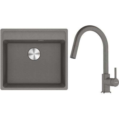 Set Franke G296ŠK (dřez MRG 610-52 RTL Šedý kámen + baterie FC 6051.084 LINA Šedý kámen)
