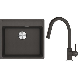 Set Franke G296ŠB (dřez MRG 610-52 RTL Šedá břidlice + baterie FC 6051.088 LINA Šedá břidlice)