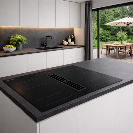 Varná deska s odsáváním Faber GALILEO PURE BLACK F83 Černé sklo mat