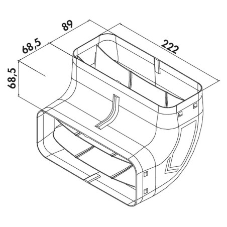 Faber 4051008 P-RBV 150 - vertikálne ploché koleno 90° s vodiacimi lamelami, svetlosivá