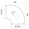 Faber 4051025 P-RBV - koleno vertikálne 90° s vodiacimi lamelami, svetlosivé
