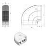 Faber 4051006 P-RBH 150 - koleno horizontálne 90° s vodiacimi lamelami, svetlosivá