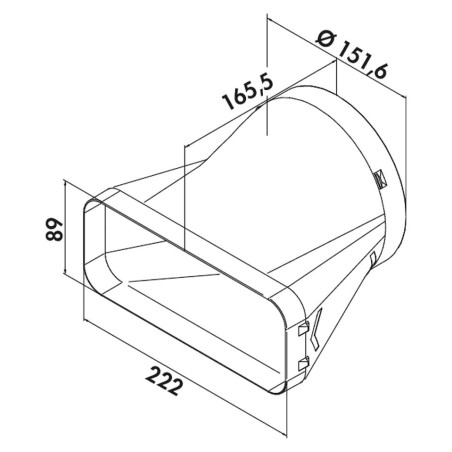 Faber 4051018 P-EST 150 - prechod štvorhran-kruh horizontálny 90°, svetlosivé