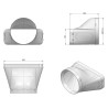 Faber 4051018 P-EST 150 - prechod štvorhran-kruh horizontálny 90°, svetlosivé