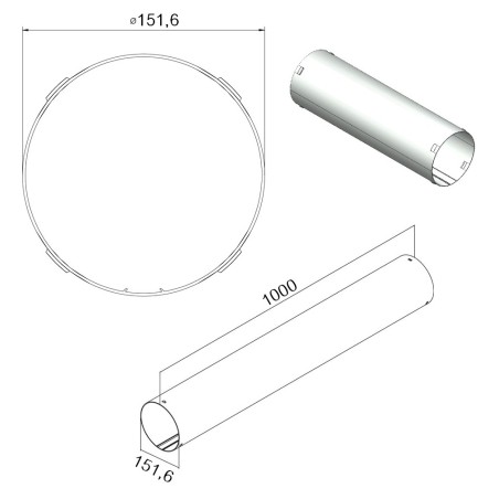 Faber 4051023 P-RRO 150 - okrúhle potrubie 1000 mm, svetlosivé
