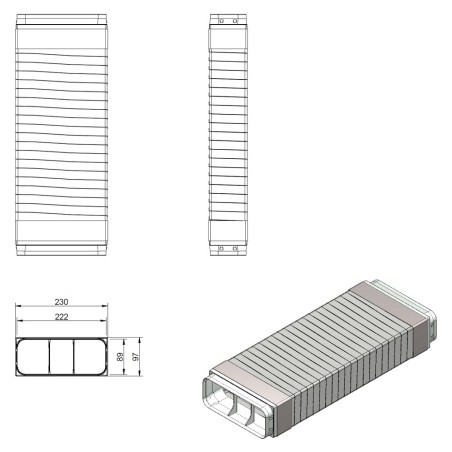Faber 4051009 P-RBFLEX - flexo ploché potrubie (250-550 mm), svetlosivé
