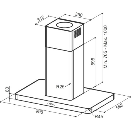 Ostrovčekový odsávač pár Faber T-Light Isola EV8 X A100, nerez