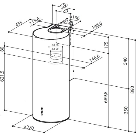 Komínový odsávač pár Faber Cylindra Gloss Plus EV8 WH A37, biela