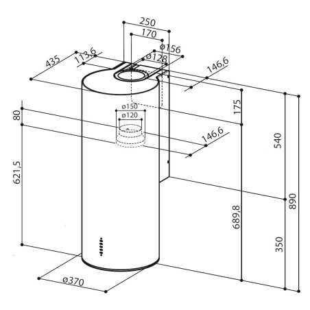 Komínový odsávač pár Faber Cylindra Plus EV8 BK A37, čierna matná