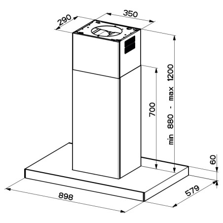 Ostrovčekový odsávač pár Faber Stilo Glass Smart Isola X/BK A90, nerez/čierne sklo