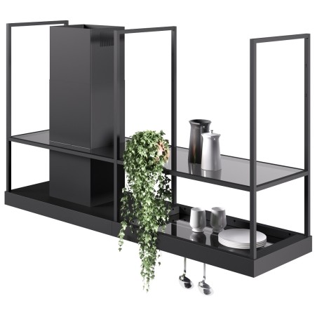 Ostrovčekový odsávač pár Faber T-Shelf BK MATT A180, čierna matná