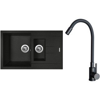 Set Sinks G27674 (drez Amanda 780.1 Metalblack 74 + batéria Elasta Čierna matná)
