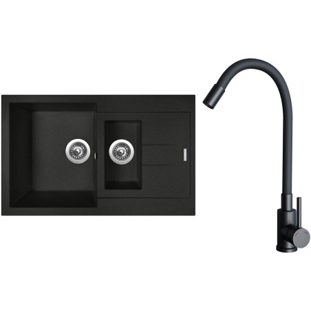 Set Sinks G27674 (drez Amanda 780.1 Metalblack 74 + batéria Elasta Čierna matná)