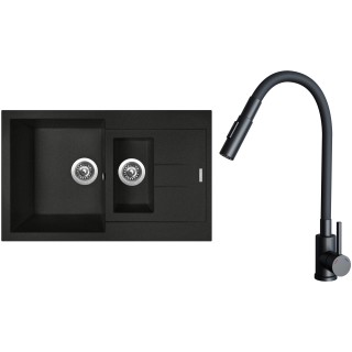 Set Sinks G27774 (drez Amanda 780.1 Metalblack 74 + batéria Elasta S Čierna matná)