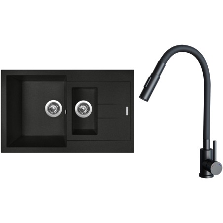 Set Sinks G27774 (drez Amanda 780.1 Metalblack 74 + batéria Elasta S Čierna matná)