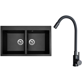 Set Sinks G34074 (drez Amanda 860 DUO Metalblack 74 + batéria Elasta Čierna matná)