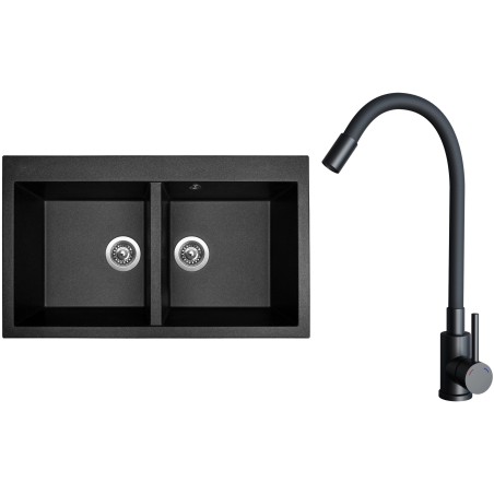 Set Sinks G34074 (drez Amanda 860 DUO Metalblack 74 + batéria Elasta Čierna matná)
