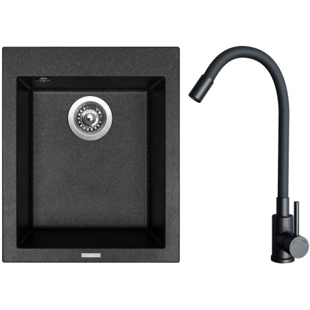 Set Sinks G29830 (drez Cube 410 Granblack 30 + batéria Elasta Čierna matná)