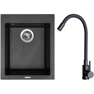 Set Sinks G29874 (drez Cube 410 Metalblack 74 + batéria Elasta Čierna matná)