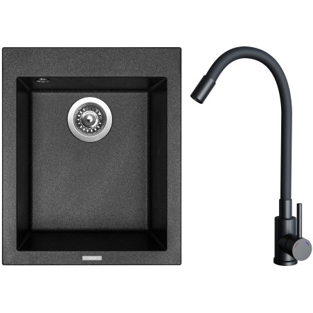 Set Sinks G29874 (drez Cube 410 Metalblack 74 + batéria Elasta Čierna matná)