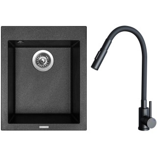 Set Sinks G29974 (drez Cube 410 Metalblack 74 + batéria Elasta S Čierna matná)