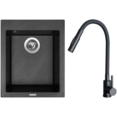 Set Sinks G29974 (drez Cube 410 Metalblack 74 + batéria Elasta S Čierna matná)
