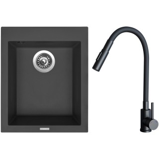 Set Sinks G29926 (drez Cube 410 Pureblack 26 + batéria Elasta S Čierna matná)