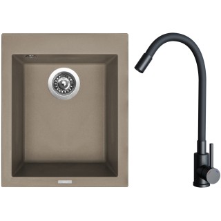 Set Sinks G29854 (drez Cube 410 Truffle 54 + batéria Elasta Čierna matná)