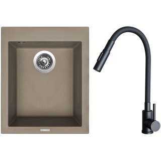 Set Sinks G29954 (drez Cube 410 Truffle 54 + batéria Elasta S Čierna matná)