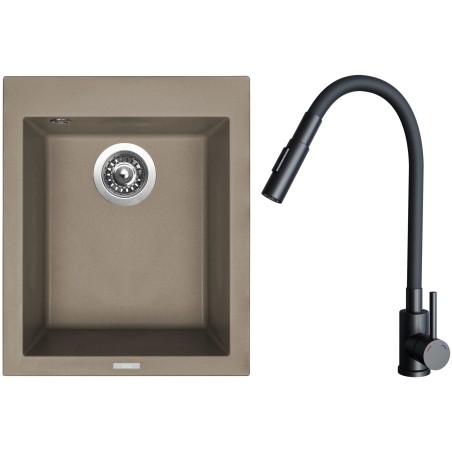 Set Sinks G29954 (drez Cube 410 Truffle 54 + batéria Elasta S Čierna matná)