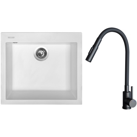 Set Sinks G30928 (drez Cube 560 Milk 28 + batéria Elasta S Čierna matná)