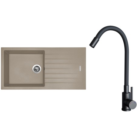 Set Sinks G33054 (drez Perfecto 1000 Truffle 54 + batéria Elasta Čierna matná)