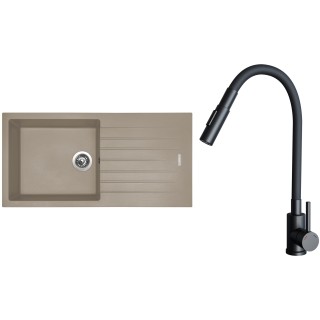 Set Sinks G33154 (drez Perfecto 1000 Truffle 54 + batéria Elasta S Čierna matná)