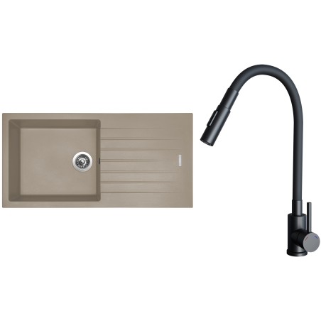 Set Sinks G33154 (drez Perfecto 1000 Truffle 54 + batéria Elasta S Čierna matná)