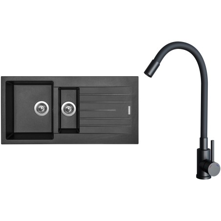 Set Sinks G33274 (drez Perfecto 1000.1 Metalblack 74 + batéria Elasta Čierna matná)