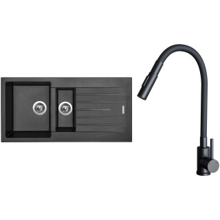 Set Sinks G33374 (drez Perfecto 1000.1 Metalblack 74 + batéria Elasta S Čierna matná)
