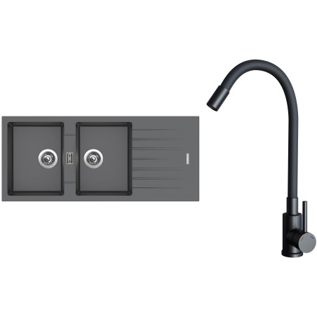 Set Sinks G33472 (drez Perfecto 1160 DUO Titanium 72 + batéria Elasta Čierna matná)