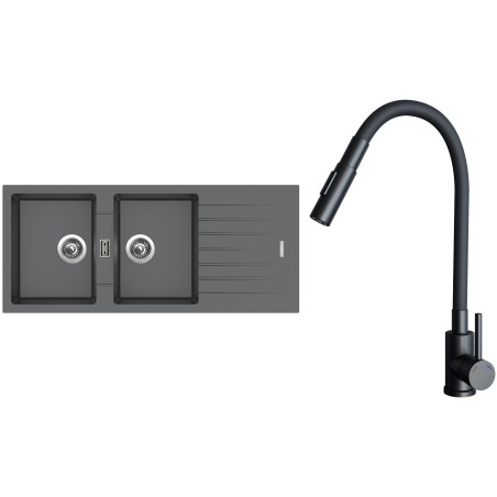 Set Sinks G33572 (drez Perfecto 1160 DUO Titanium 72 + batéria Elasta S Čierna matná)