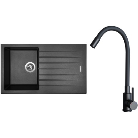 Set Sinks G33674 (drez Perfecto 860 Metalblack 74 + batéria Elasta Čierna matná)