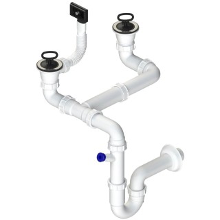 Dvojsifón Sinks SPNS1D 1 1/2" pre nerezové drezy, s úsporou miesta