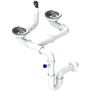 Dvojsifón Sinks SPNG3D 3 1/2" pre granitové drezy, s úsporou miesta