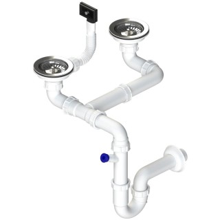 Dvojsifón Sinks SPNS3D 3 1/2" pre nerezové drezy, s úsporou miesta