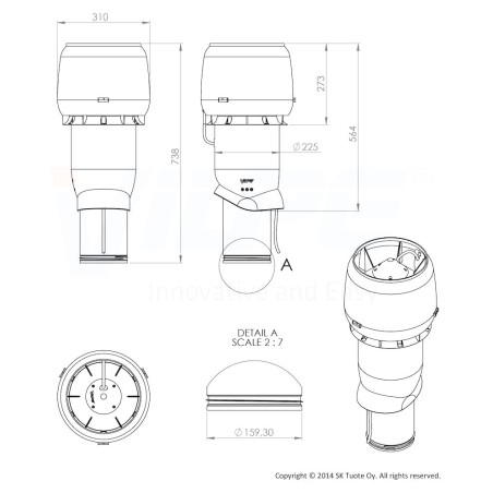 Externá ventilačná jednotka Faber EVJ E220P 7347D, Antracit