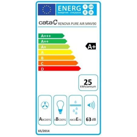 Odsávač pár Cata Renova Pure Air MNV 90 GWH, Nerez / biele sklo